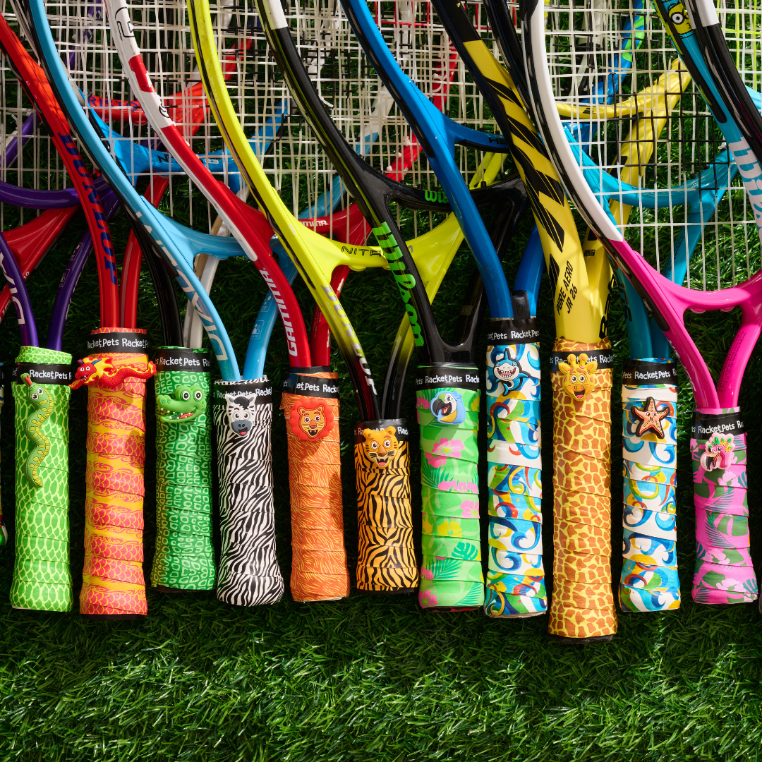 Alligator Green Tennis Overgrip Tape and Matching Shock Absorbing Dampener for Tennis Racket