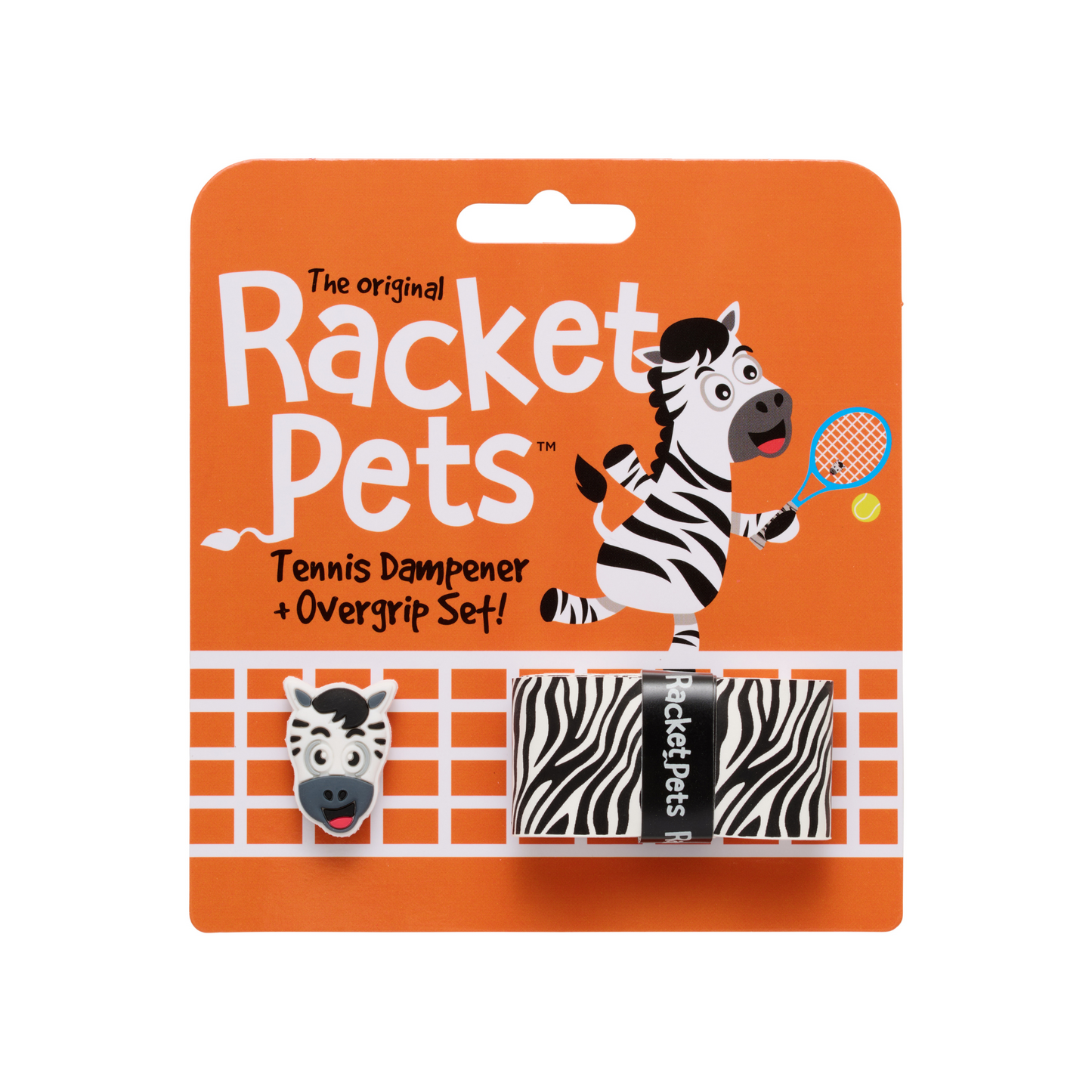 Zebra Black/White Tennis Overgrip Tape and Matching Shock Absorbing Dampener for Tennis Racket