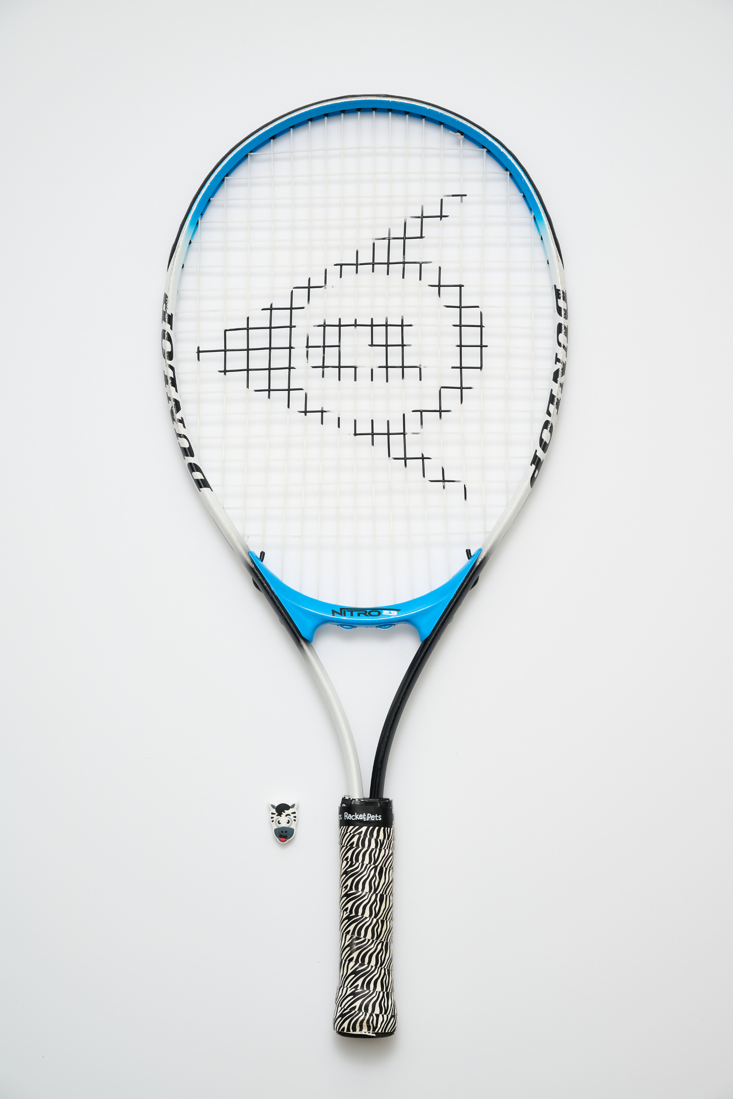 Zebra Black/White Tennis Overgrip Tape and Matching Shock Absorbing Dampener for Tennis Racket