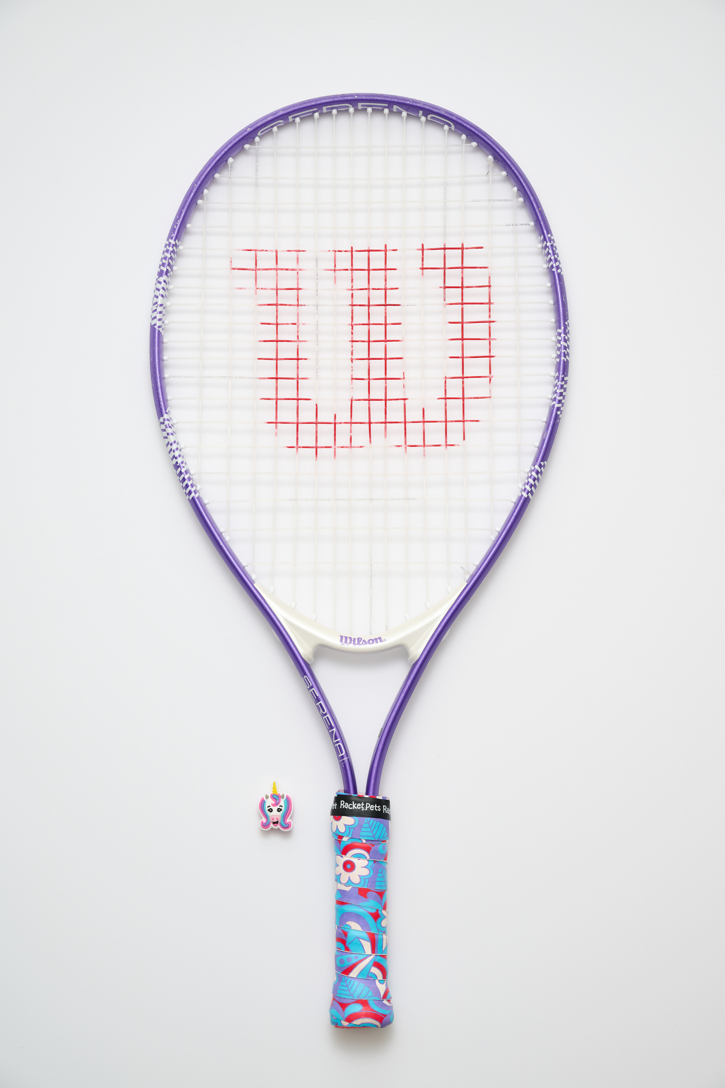 Unicorn Pink/Purple Tennis Overgrip Tape and Matching Shock Absorbing Dampener for Tennis Racket
