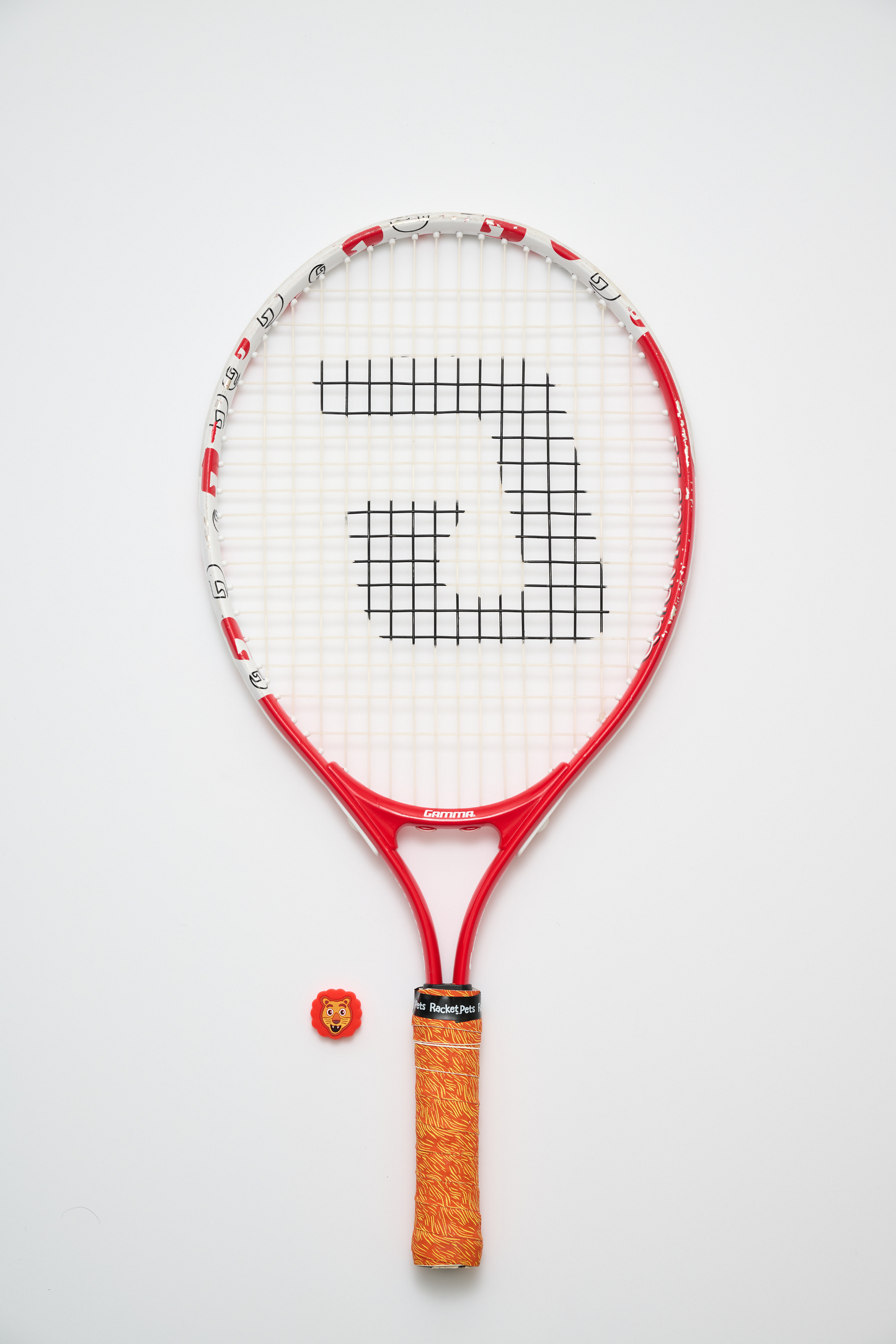 Lion Orange Tennis Overgrip Tape and Matching Shock Absorbing Dampener for Tennis Racket