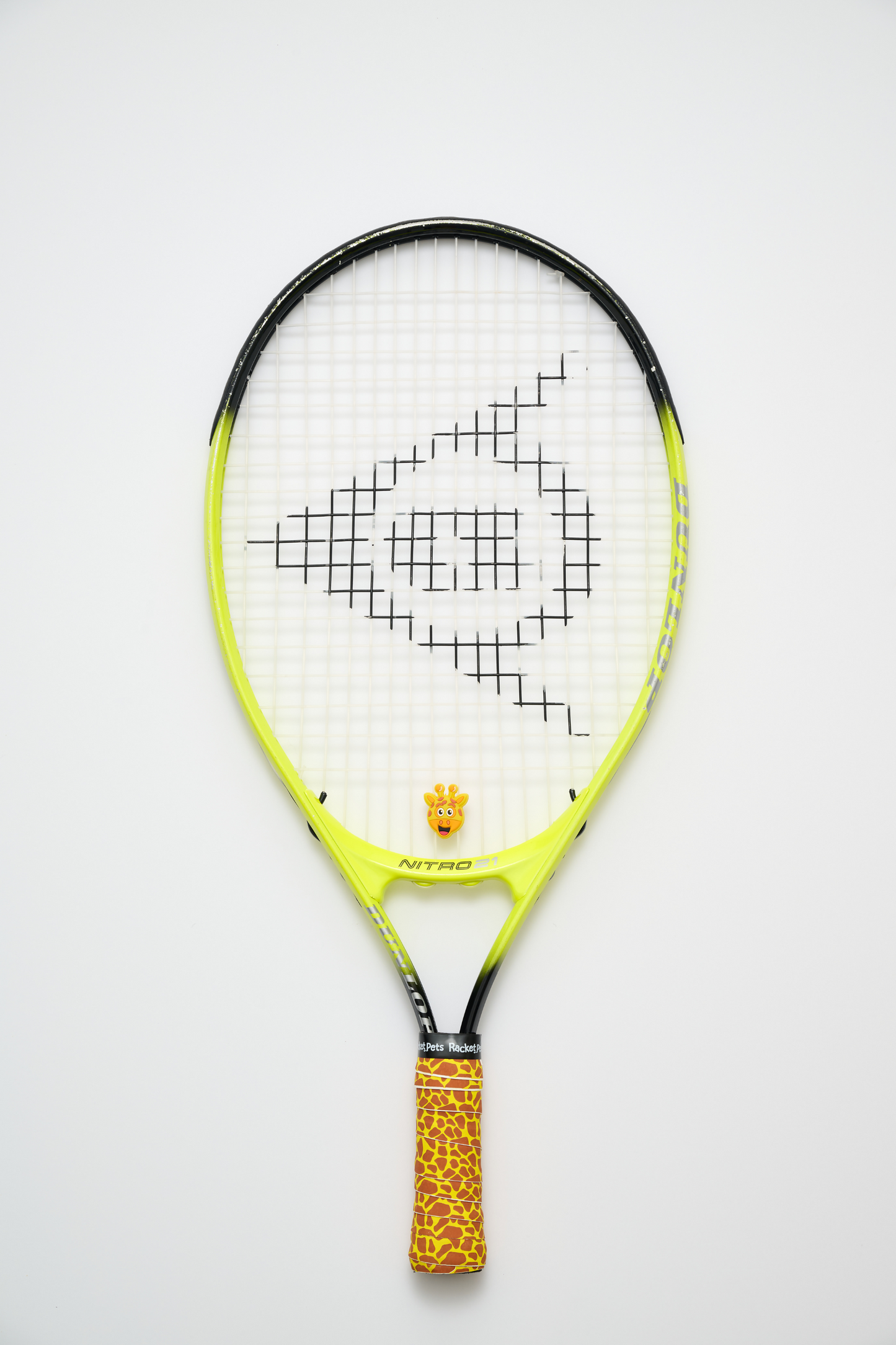 Giraffe Yellow Tennis Overgrip Tape and Matching Shock Absorbing Dampener for Tennis Racket