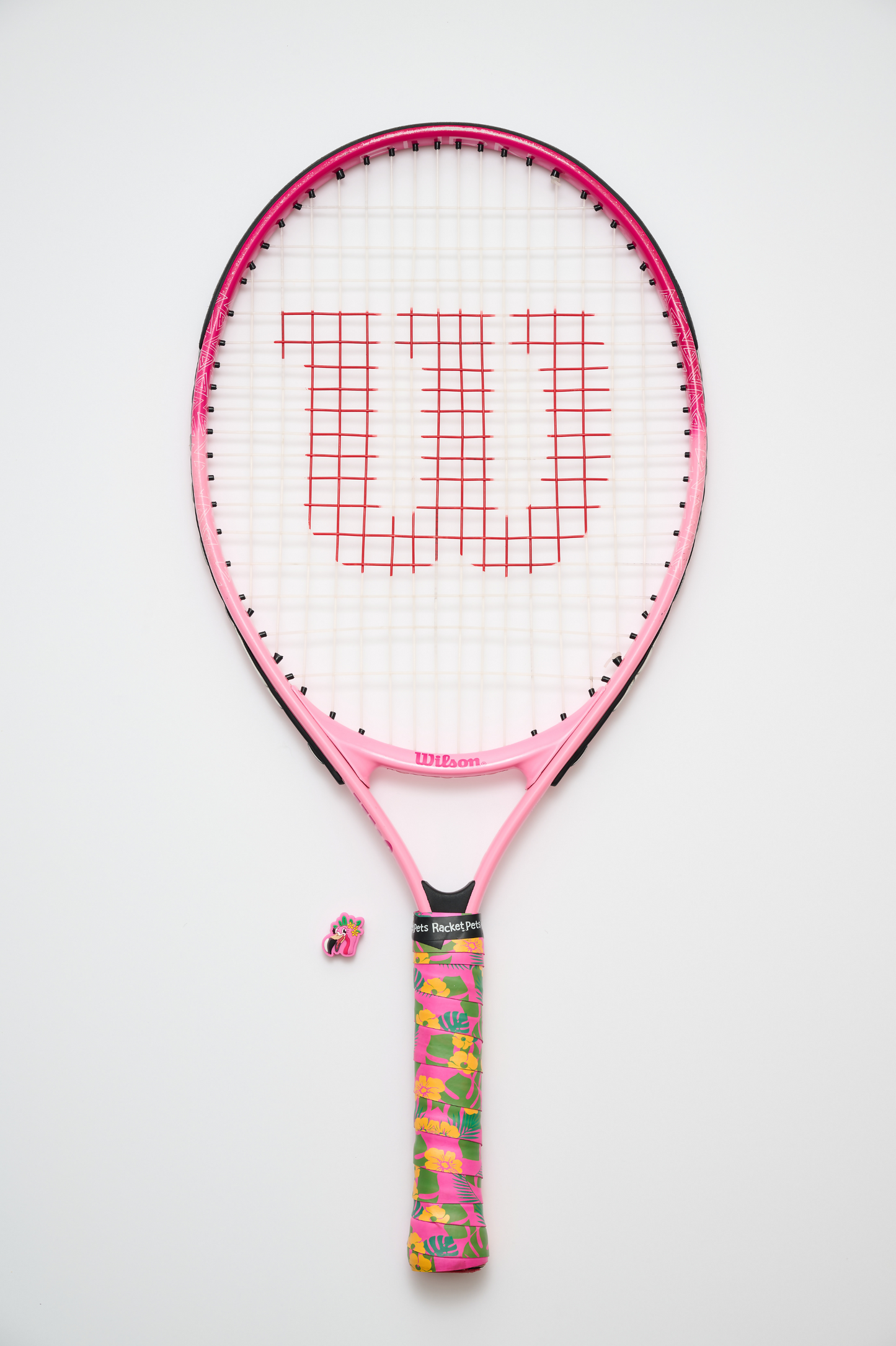 Flamingo Tennis Overgrip Tape and Matching Shock Absorbing Dampener for Tennis Racket