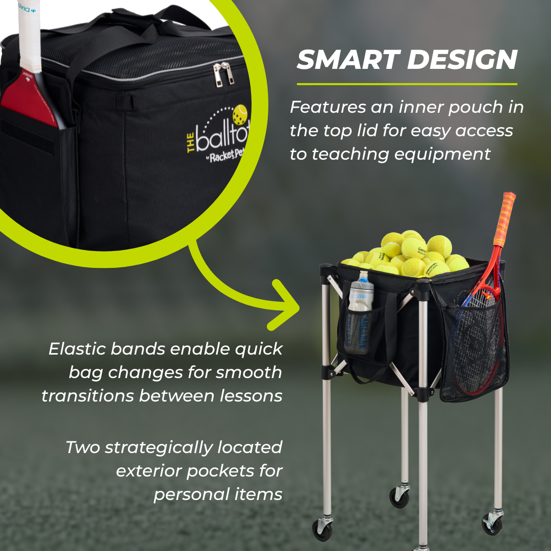 Black ball tote with teaching equipment