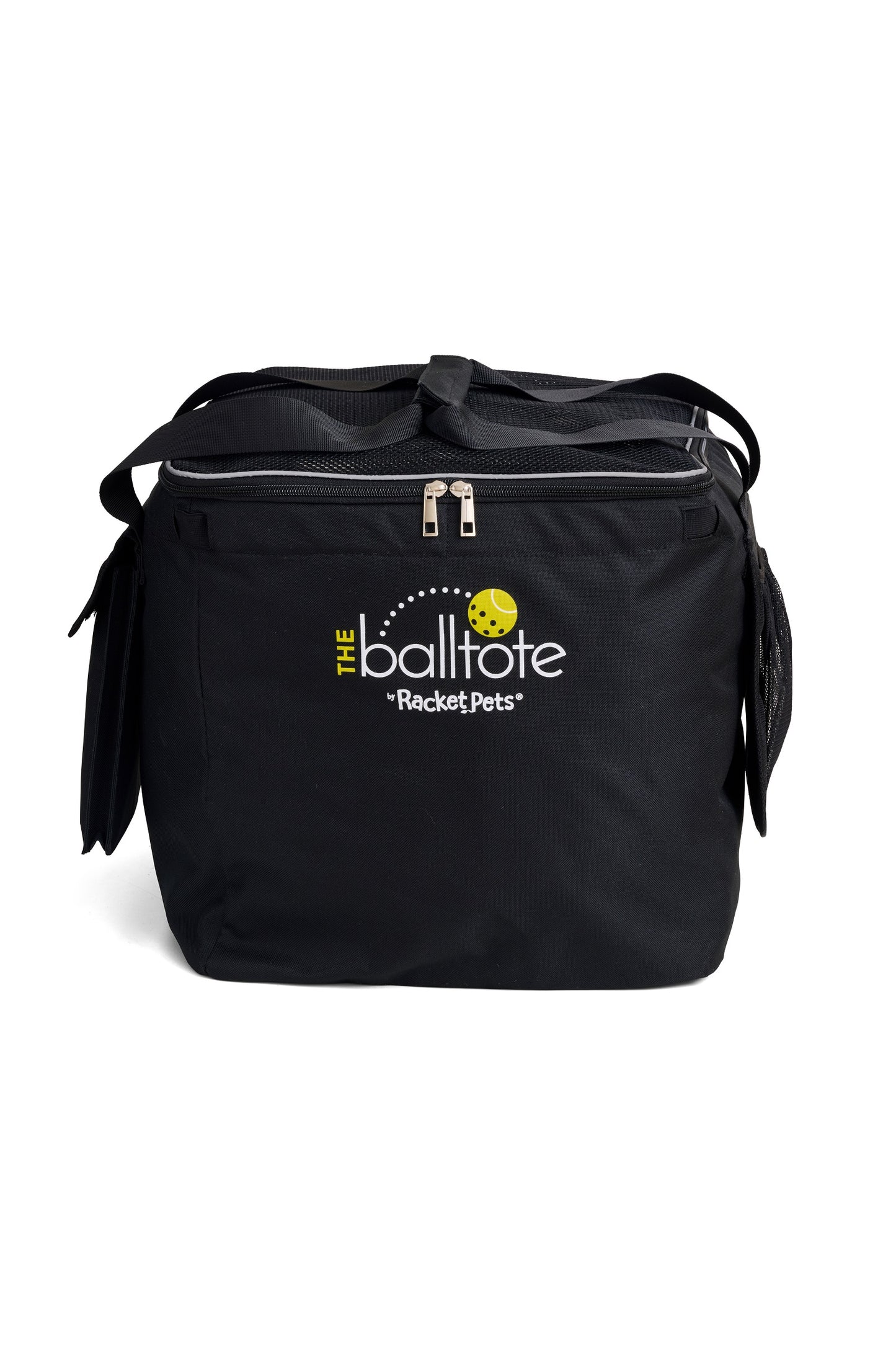 Black Ball Tote front view showing redesigned side pocket