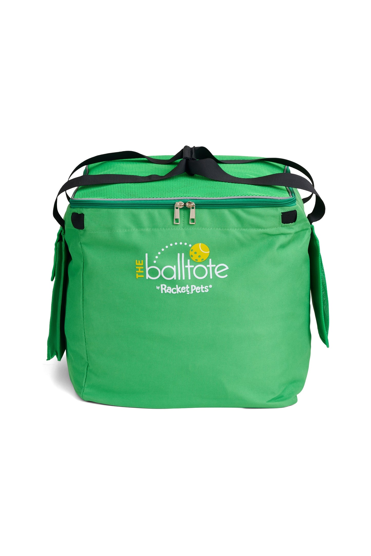 Green Ball Tote front view showing redesigned side pocket
