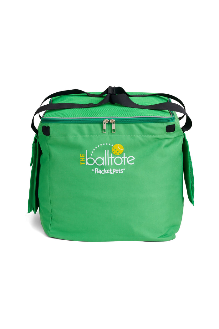 Green Ball Tote front view showing redesigned side pocket