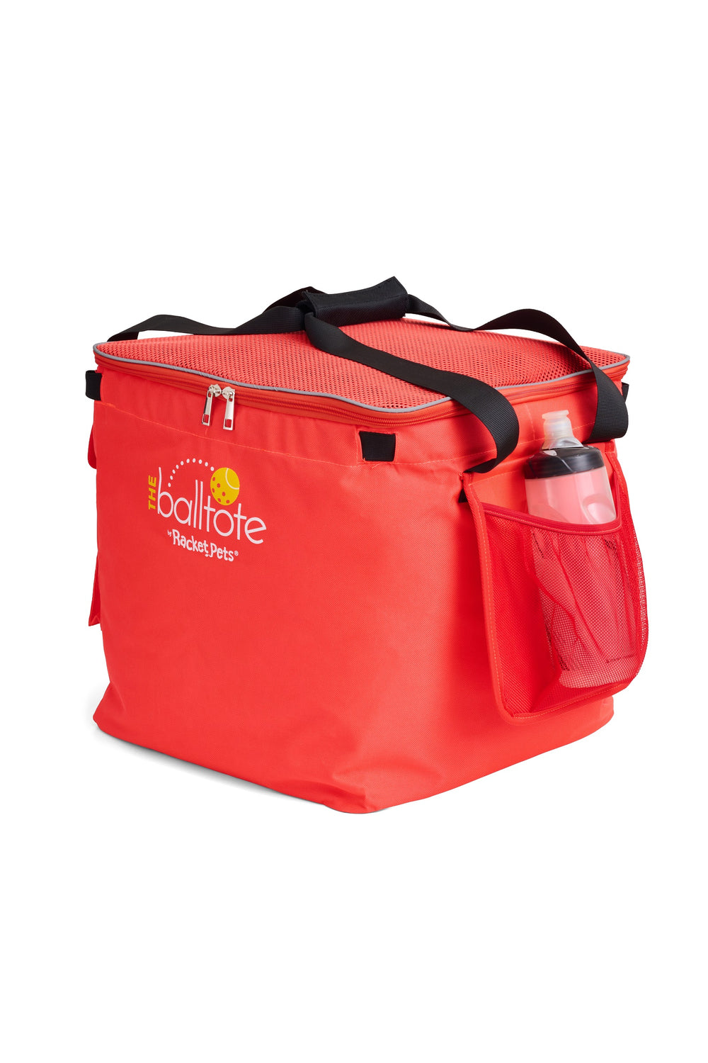 Orange Ball Tote side view with redesigned pocket