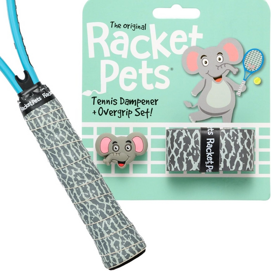 Elephant Gray  Tennis Overgrip Tape and Matching Shock Absorbing Dampener for Tennis Racket