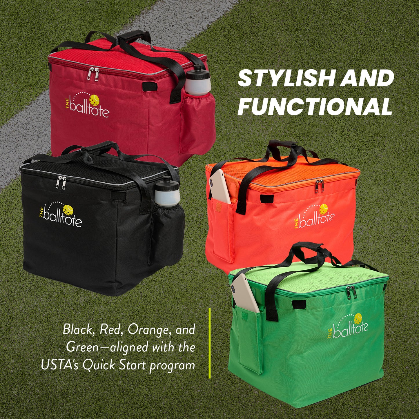 Ball Tote & Cart - Portable Teaching Cart with Black Ball Tote Bag for Tennis and Pickleball Pros