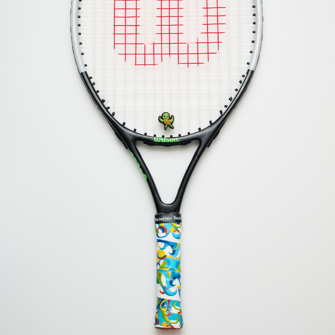 Sea Turtle Tennis Overgrip Tape and Matching Shock Absorbing Dampener for Tennis Racket