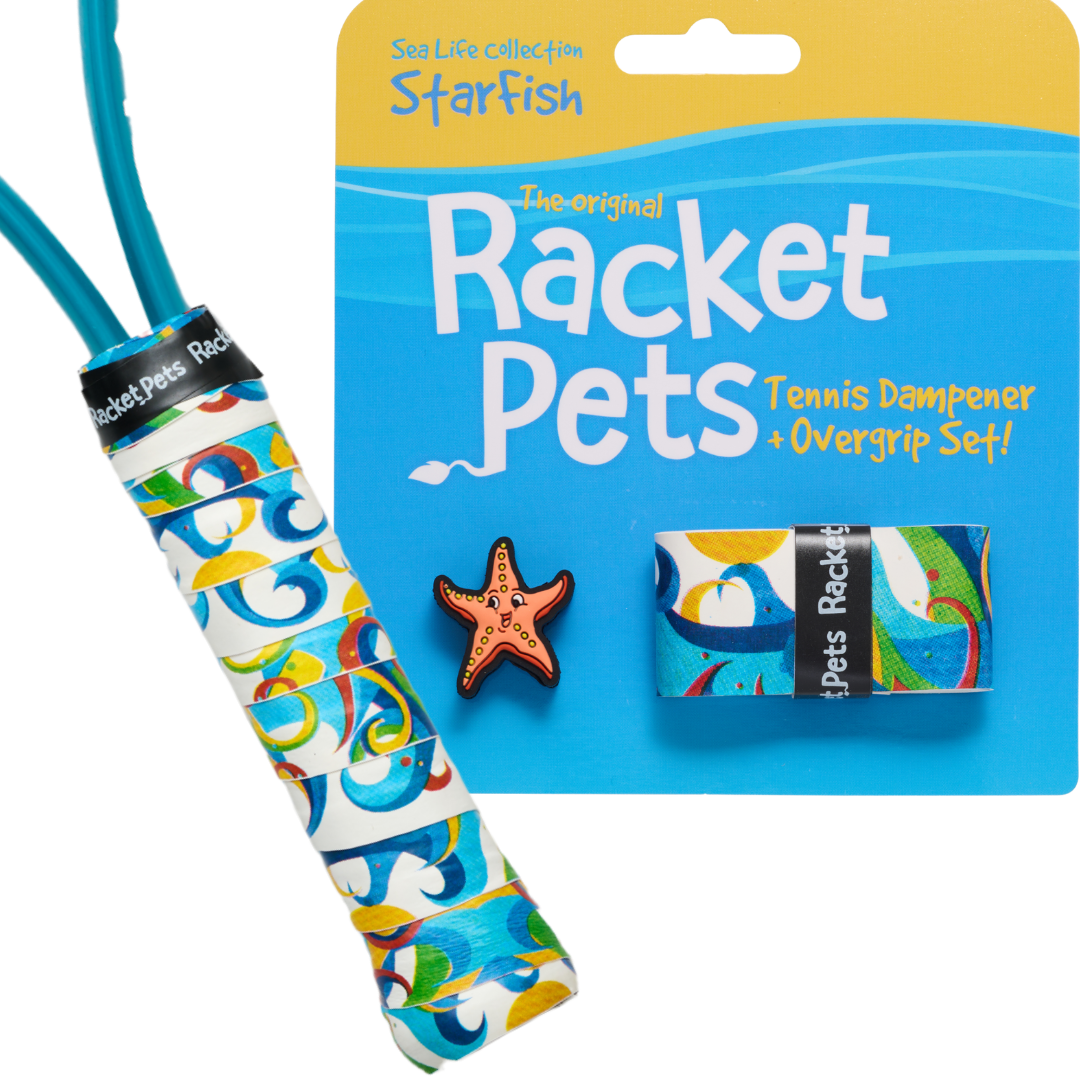 Starfish Tennis Overgrip Tape and Matching Shock Absorbing Dampener for Tennis Racket
