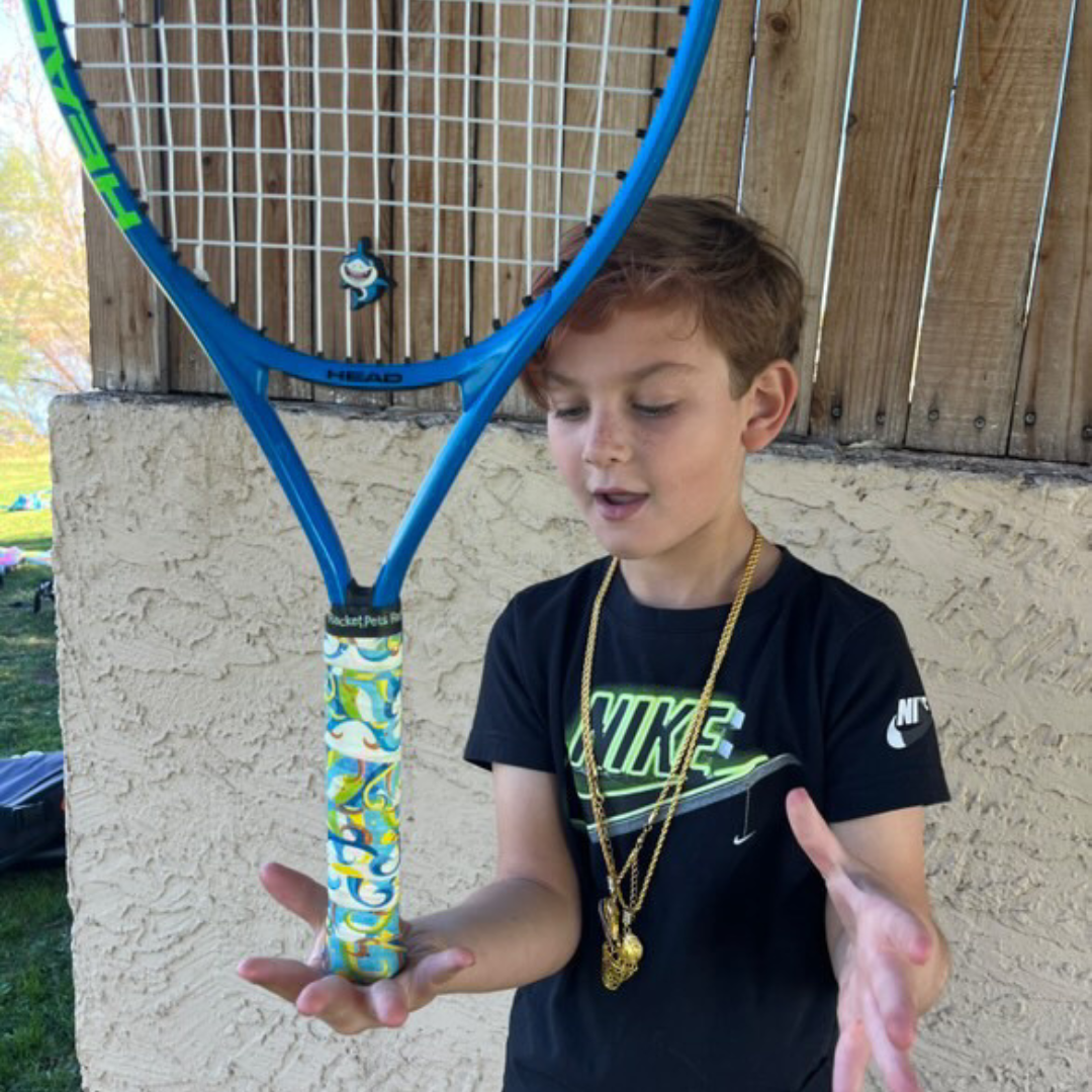 VALUE PACK - A Blue Shark Racket Pet Tennis Dampener and Blue Overgrip Tape with a (Pack of 2) Replacement Overgrip Tape