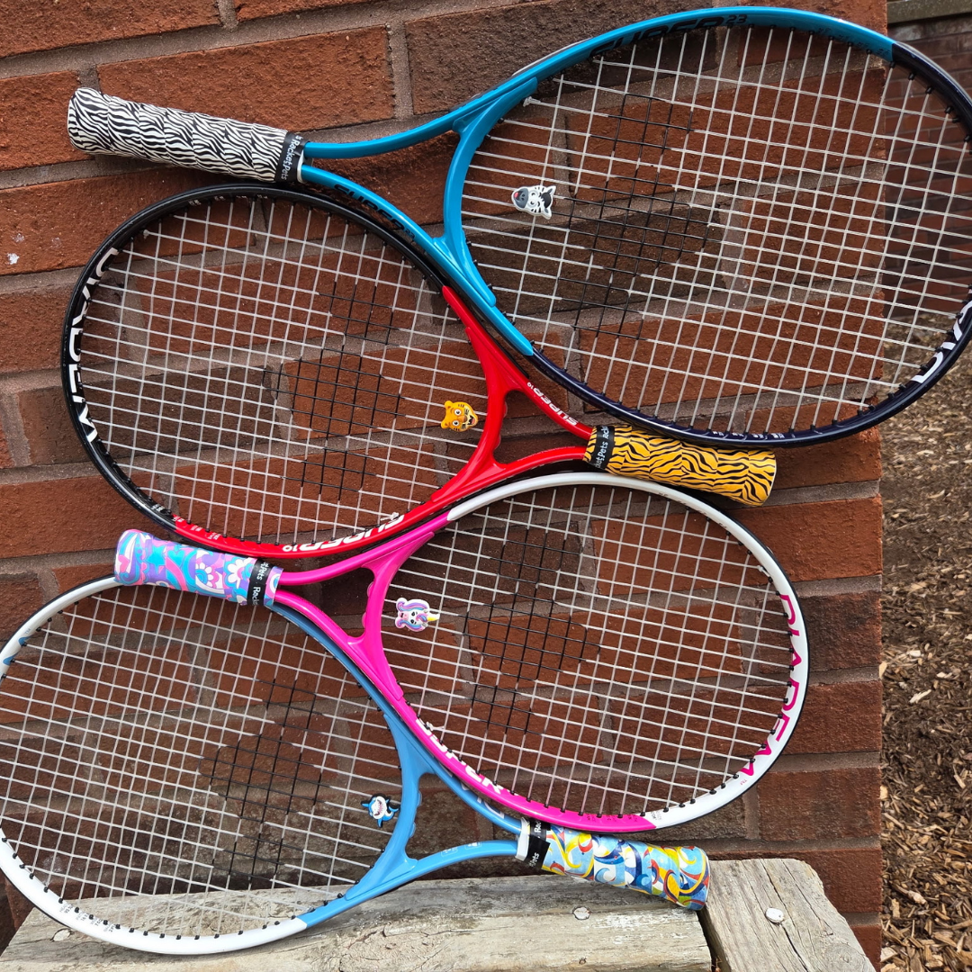 Unicorn Pink/Purple Tennis Overgrip Tape and Matching Shock Absorbing Dampener for Tennis Racket
