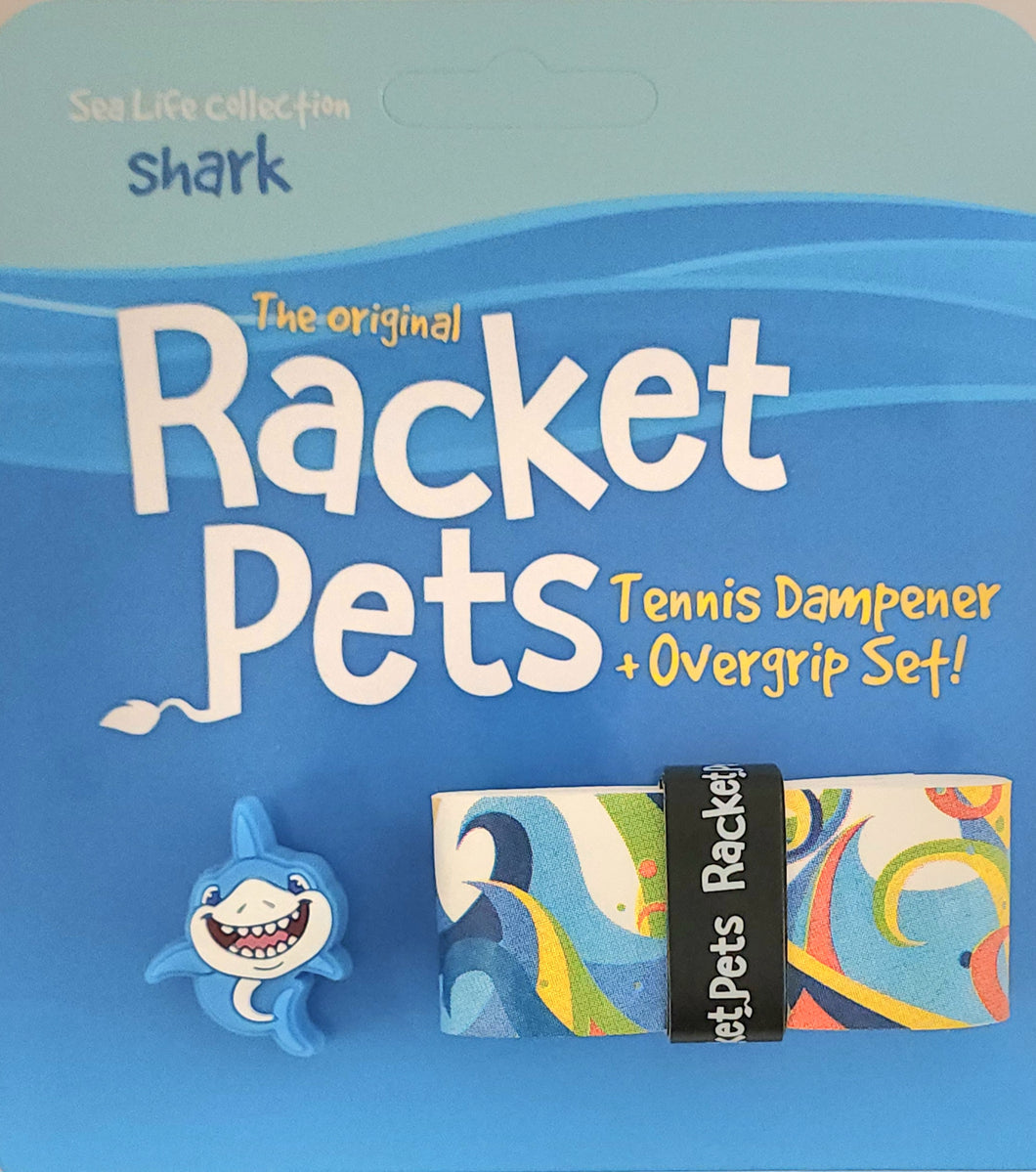 Shark Tennis Overgrip Tape and Matching Shock Absorbing Dampener for Tennis Racket