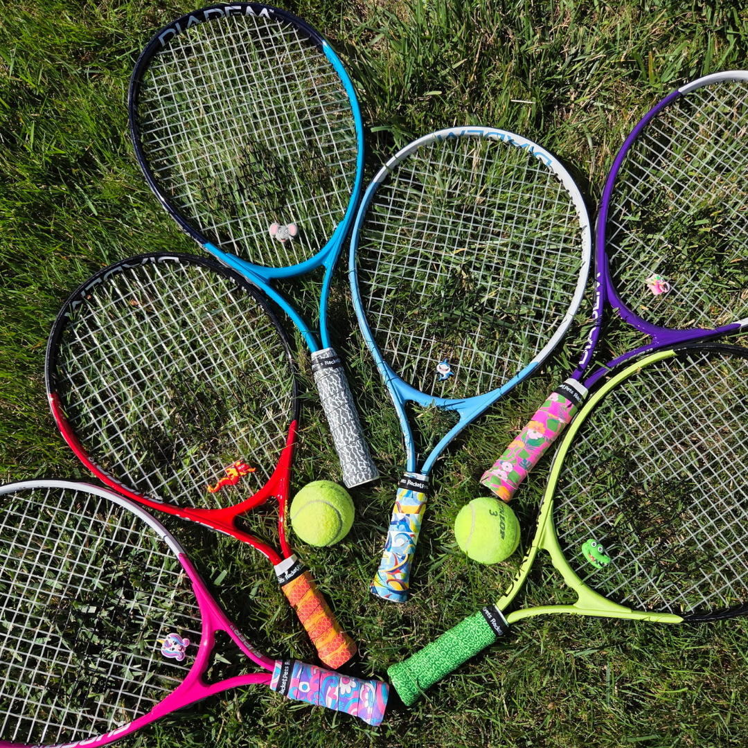 Unicorn Pink/Purple Tennis Overgrip Tape and Matching Shock Absorbing Dampener for Tennis Racket