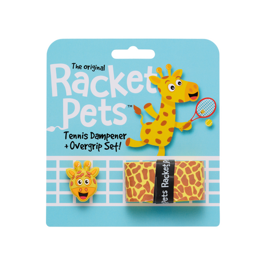 Giraffe Yellow  Tennis Overgrip Tape and Matching Shock Absorbing Dampener for Tennis Racket