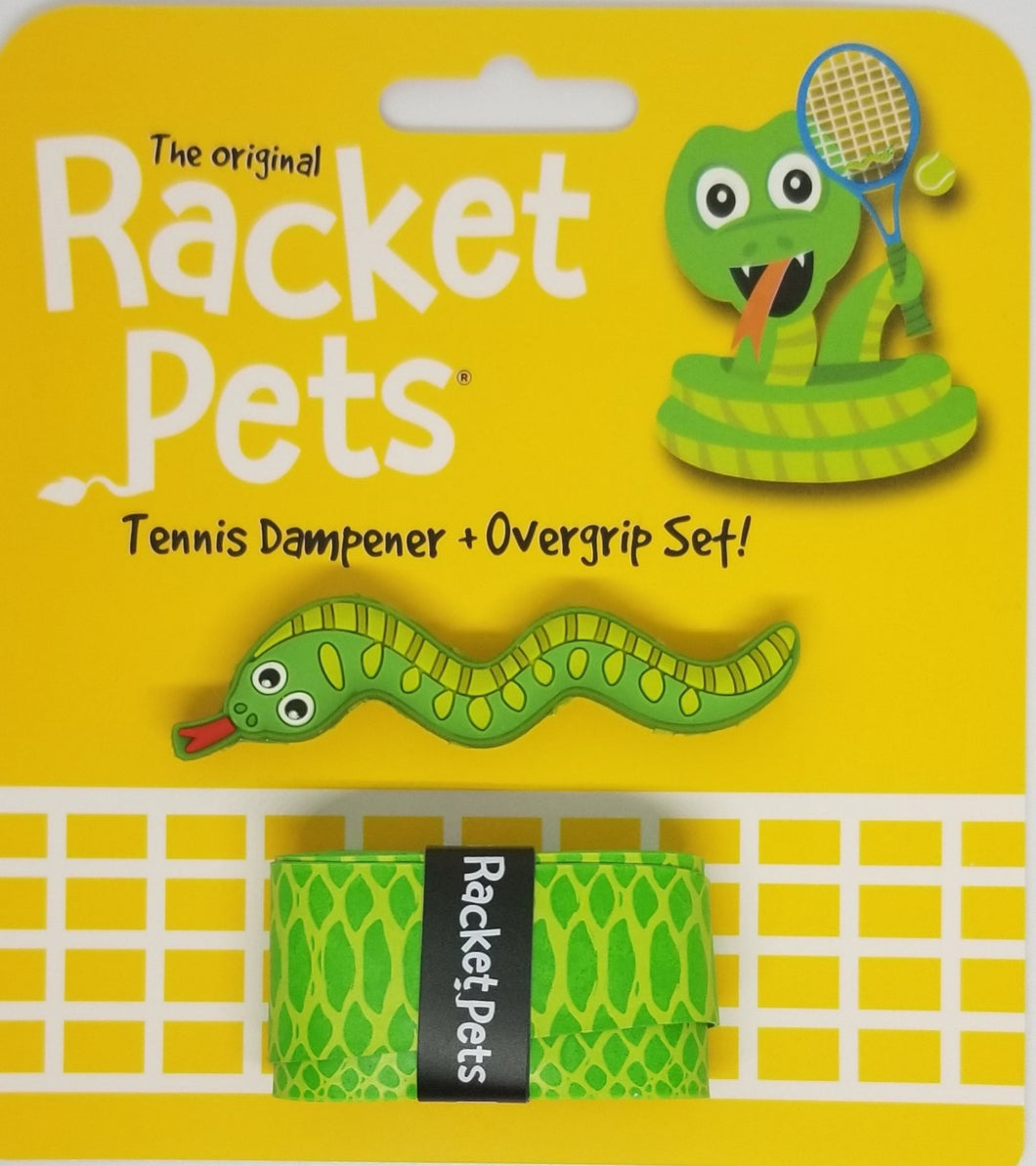 Green Snake - tennis racket dampener shock absorber overgrip animals