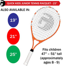A Racket Pet Dampener and Overgrip Set with an Orange 23 Inch Gamma Junior Tennis Racquet