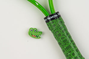 Alligator Green Tennis Overgrip Tape and Matching Shock Absorbing Dampener for Tennis Racket