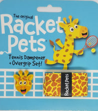 A Racket Pet Dampener and Overgrip Set with a Green 25 Inch Gamma Junior Tennis Racquet