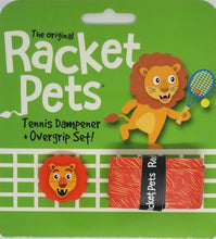 A Racket Pet Dampener and Overgrip Set with a Green 25 Inch Gamma Junior Tennis Racquet