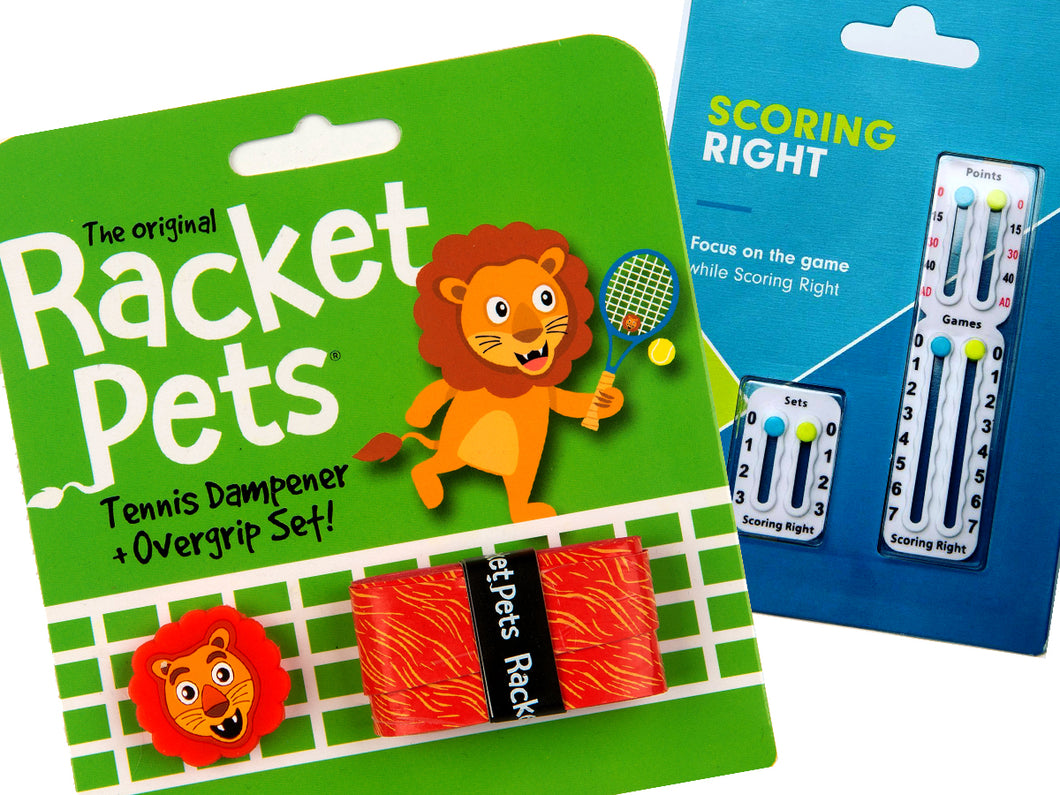 VALUE PACK - An Orange Lion Racket Pet and Scoring Right Tennis Score Keeper